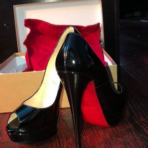 LouBoutin Lady Peep 150 Patent Calf heels